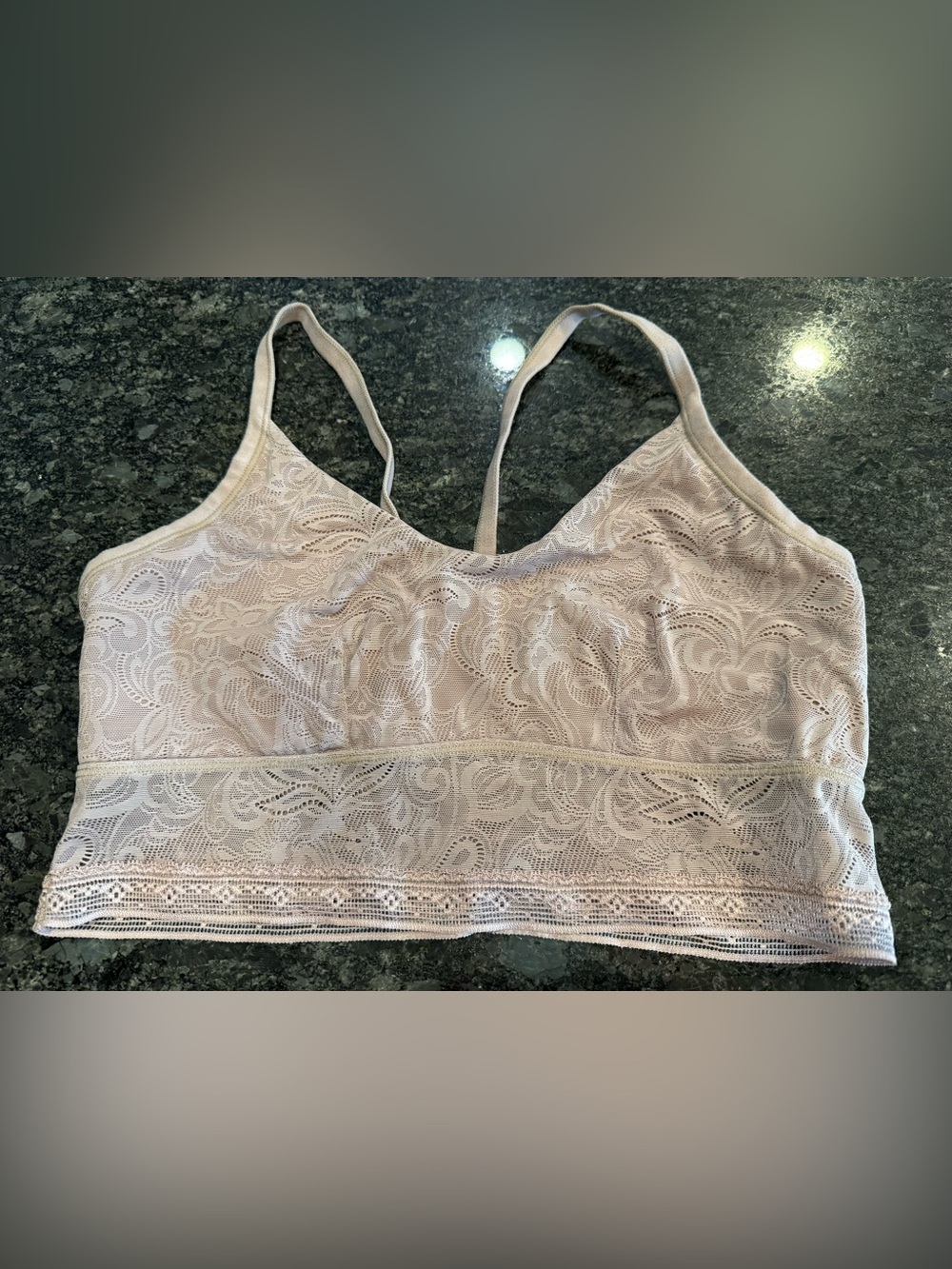 Maidenform Lace Longline Bralette-Gray/Beige